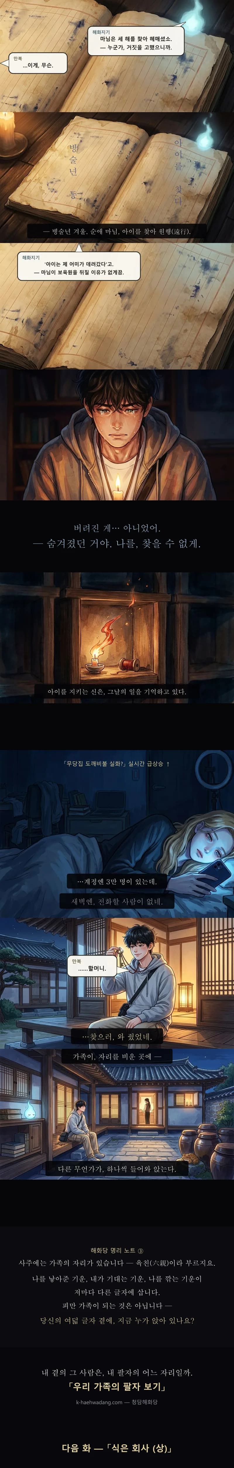 할머니의 세 해를 적은 장부, 우는 만복, 달빛 아래 놋열쇠를 쥔 만복